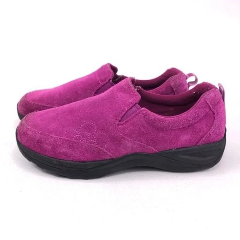 L.L. Bean Pink Suede Slip on Moc Shoes Kids 5